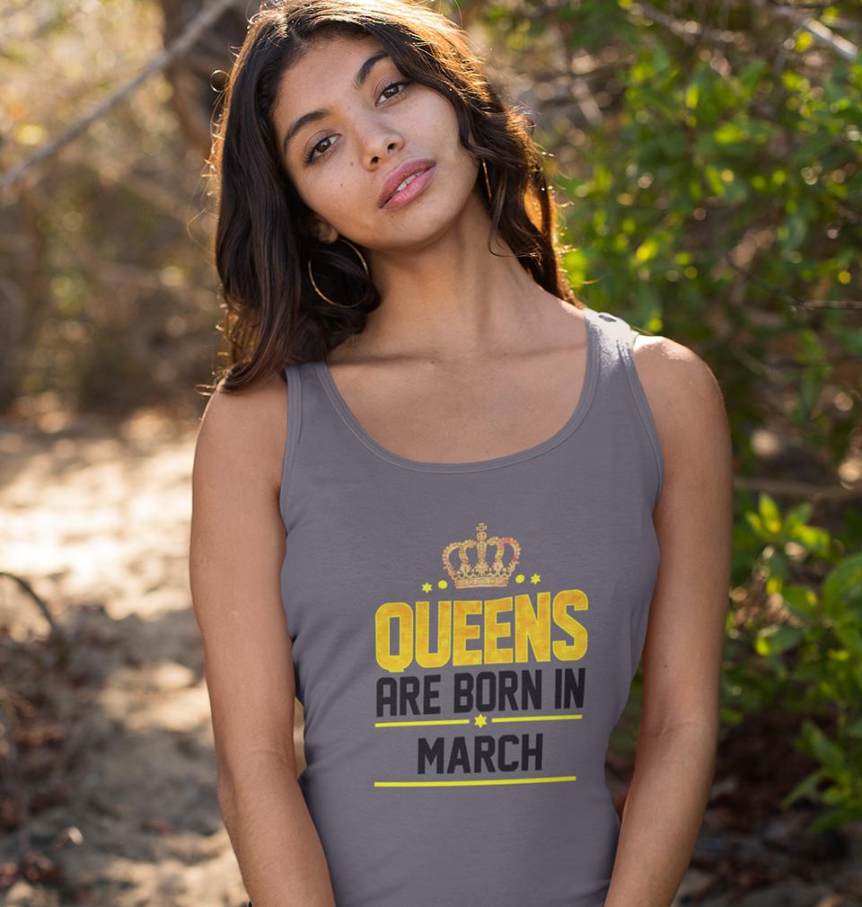 Queens Are Born In March Women Tank Top-FunkyTeesClub