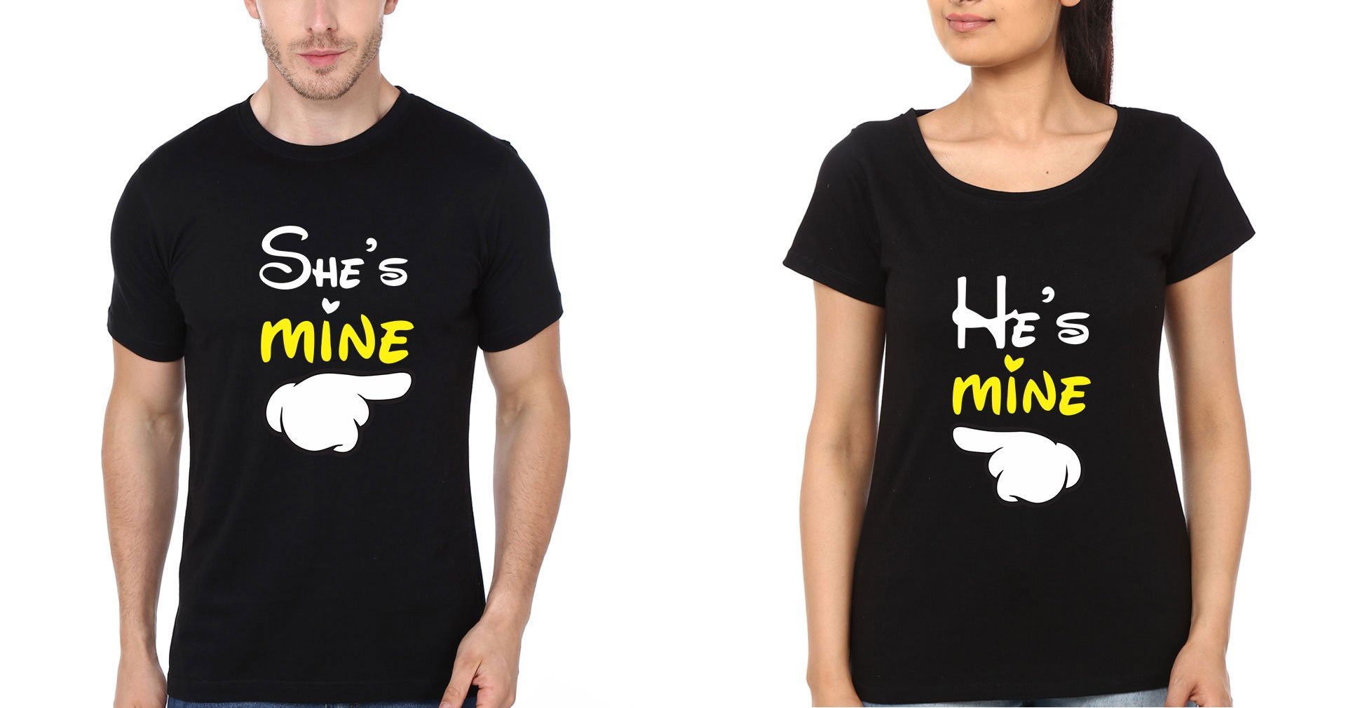 Mine Couple Half Sleeves T-Shirts -FunkyTees