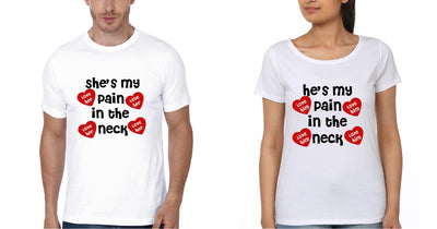She's My Pain In The Neck Couple Half Sleeves T-Shirts -FunkyTees