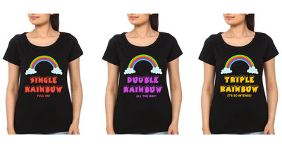 Rainbow BFF Half Sleeves T-Shirts-FunkyTees
