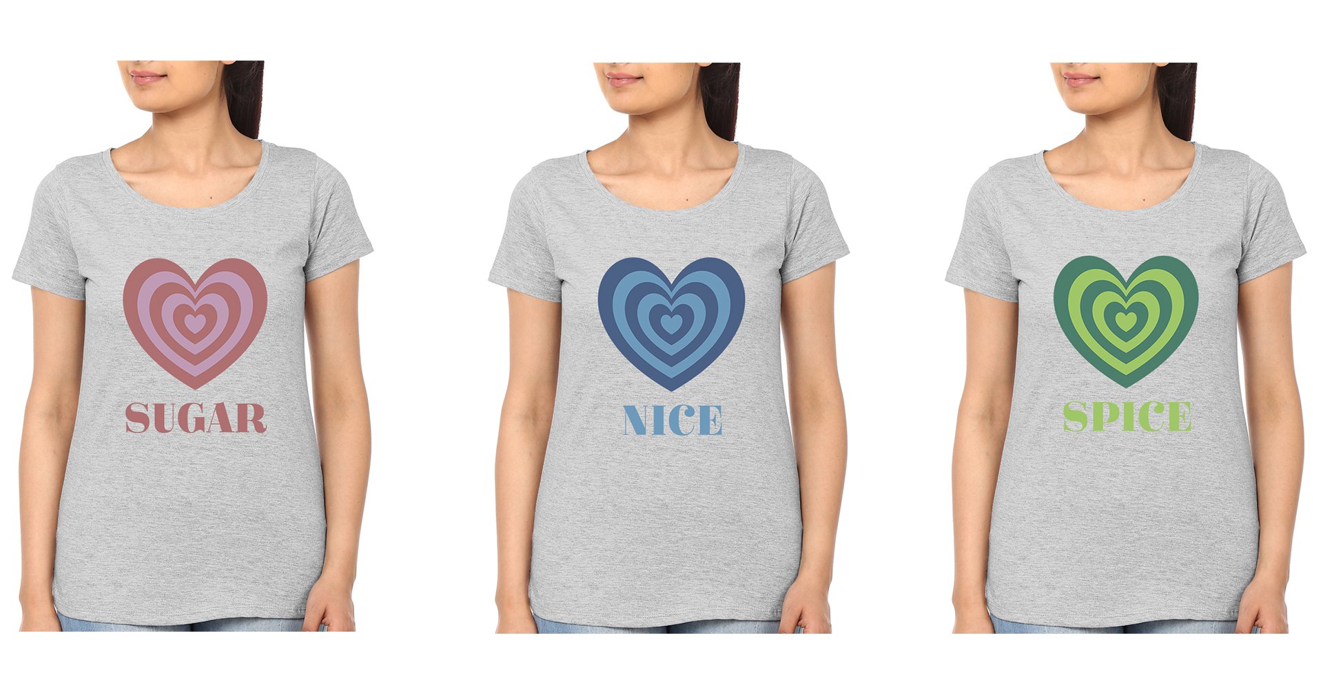 Sugar Spice Nice BFF Half Sleeves T-Shirts-FunkyTees