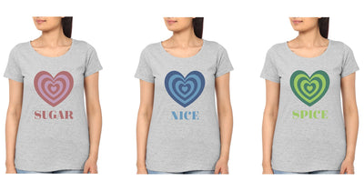 Sugar Spice Nice BFF Half Sleeves T-Shirts-FunkyTees