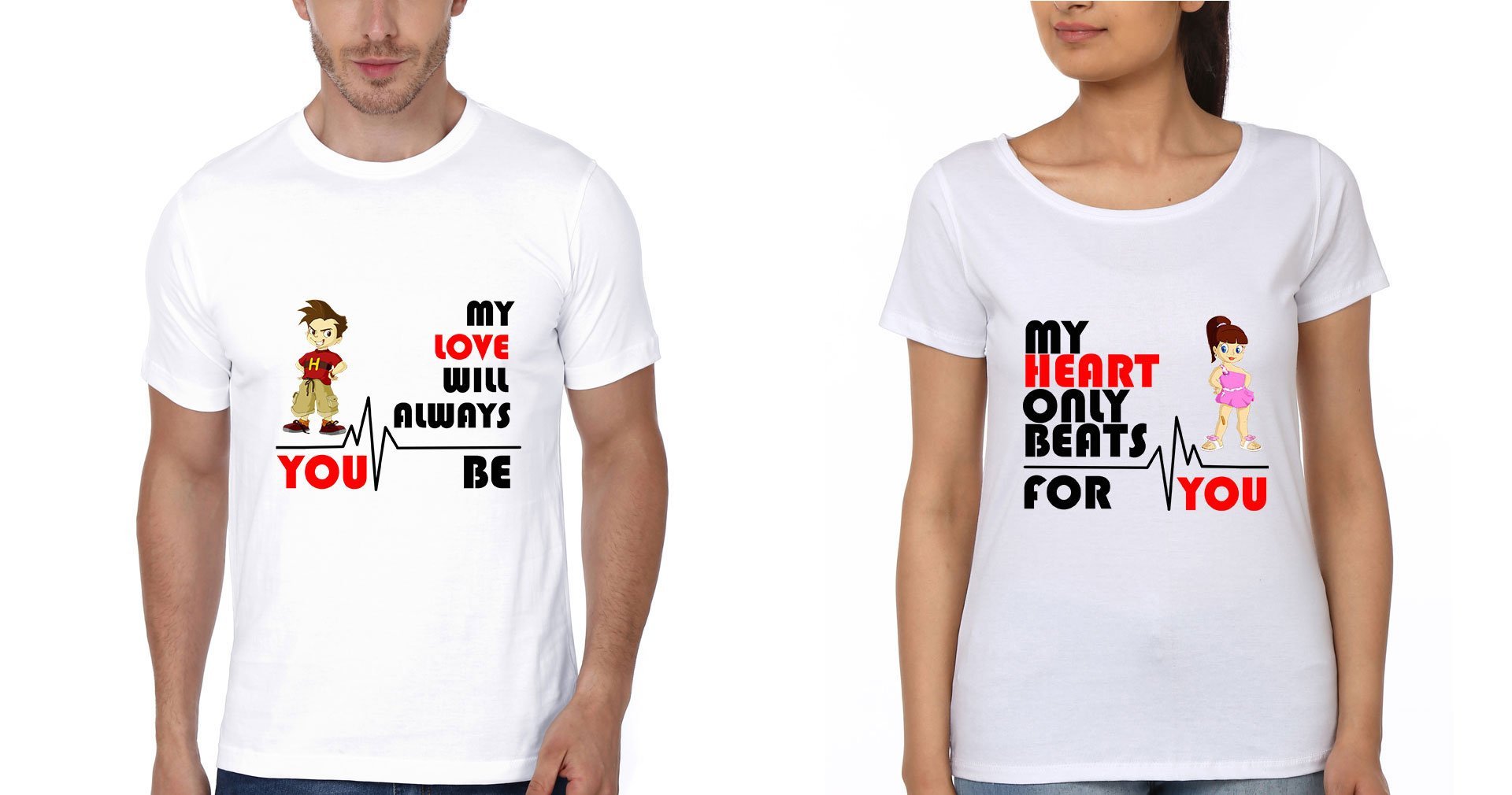 My love Couple Half Sleeves T-Shirts -FunkyTees