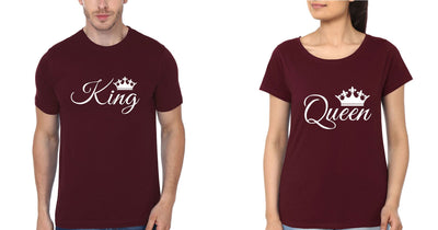 King n Queen Couple Half Sleeves T-Shirts -FunkyTees