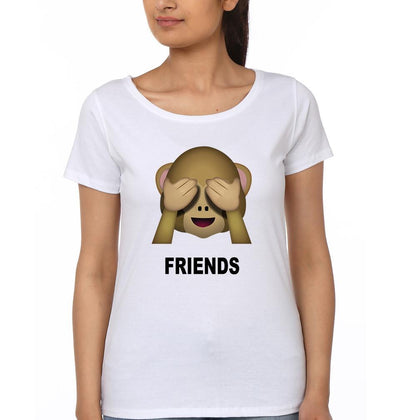 Monkey Emoji BFF Half Sleeves T-Shirts-FunkyTees