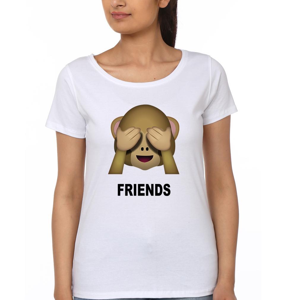Monkey Emoji BFF Half Sleeves T-Shirts-FunkyTees
