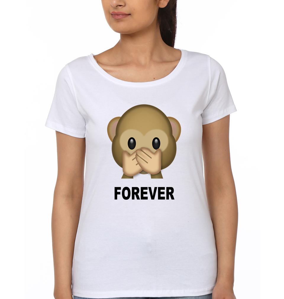 Monkey Emoji BFF Half Sleeves T-Shirts-FunkyTees