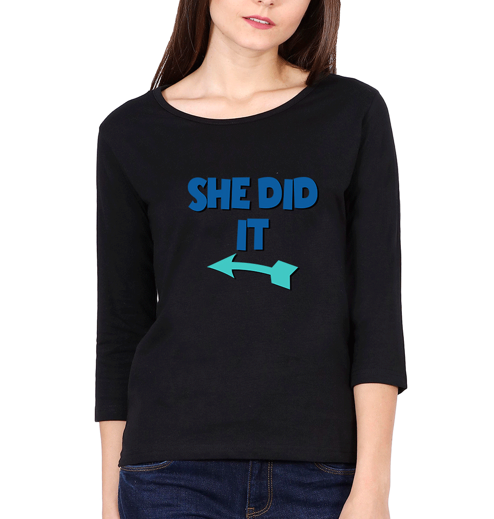 She Did It Sister Sister Full Sleeves T-Shirts -FunkyTees