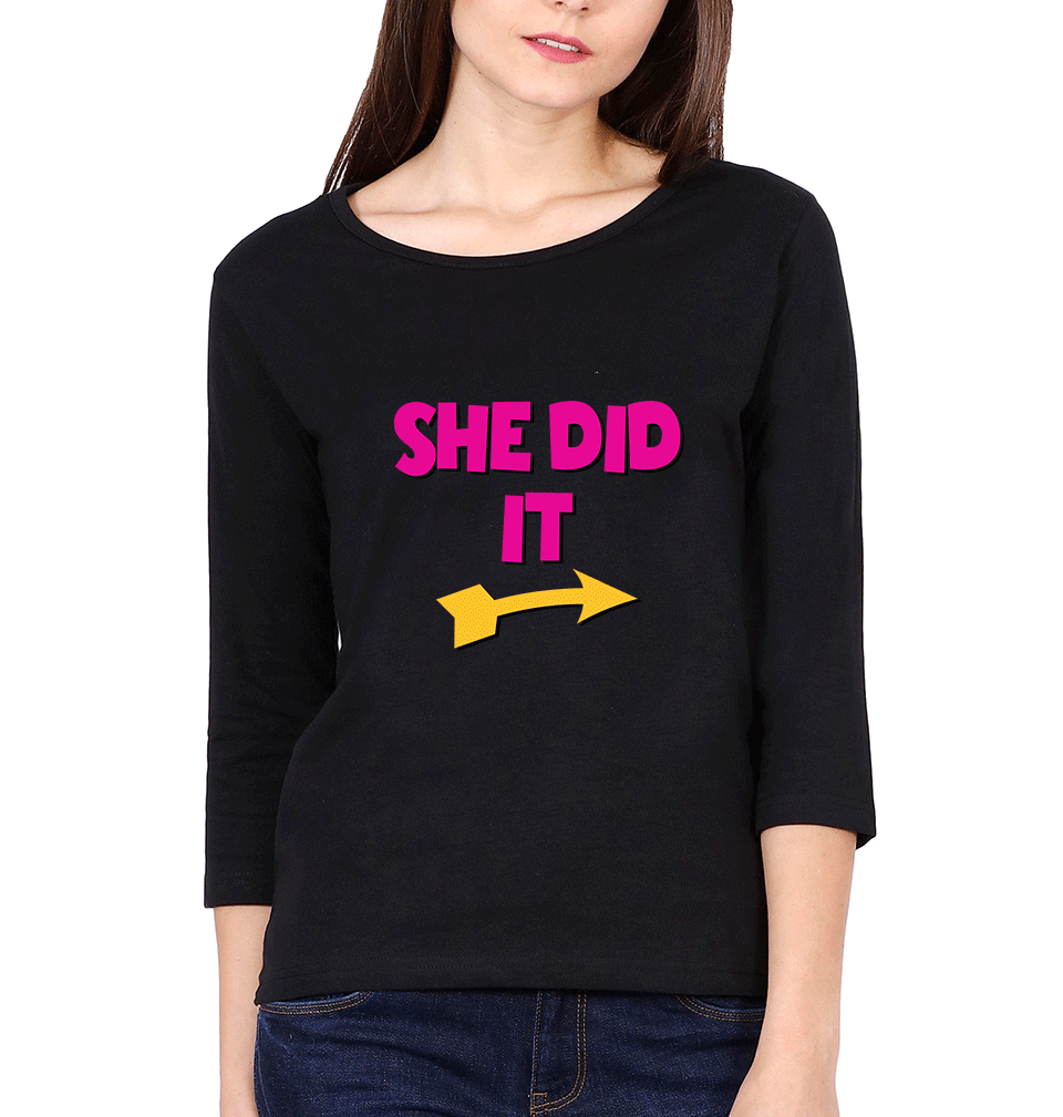 She Did It Sister Sister Full Sleeves T-Shirts -FunkyTees