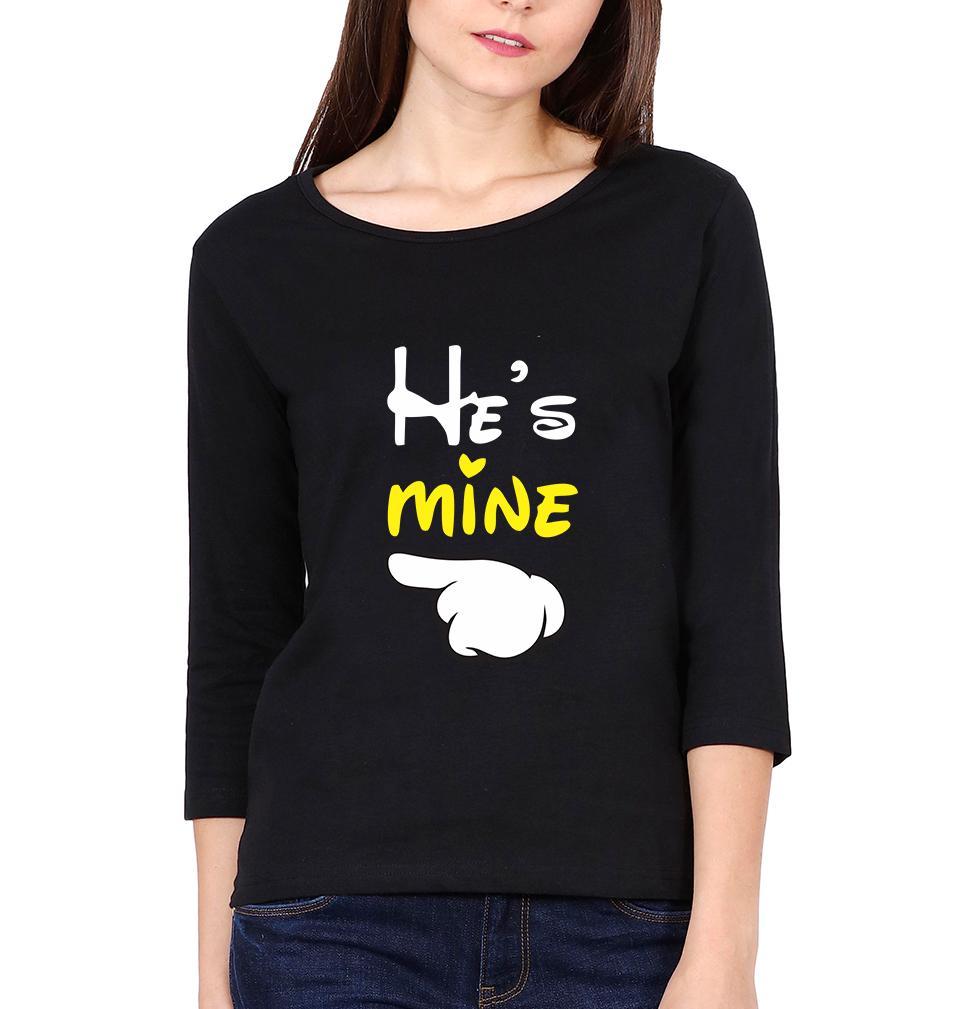 He is Mine She is Mine Couple Full Sleeves T-Shirts -FunkyTees