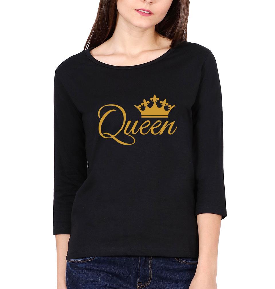 King Queen Couple Full Sleeves T-Shirts -FunkyTees