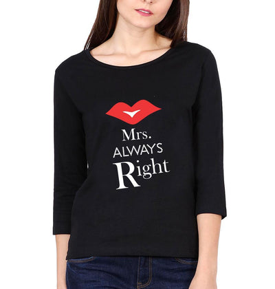 Mr.Right & Mrs. Always Right Couple Full Sleeves T-Shirts -FunkyTees