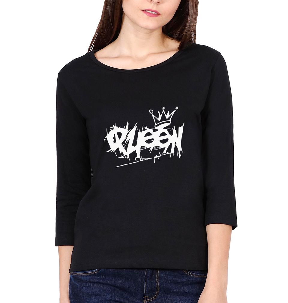 King Queen Couple Full Sleeves T-Shirts -FunkyTees