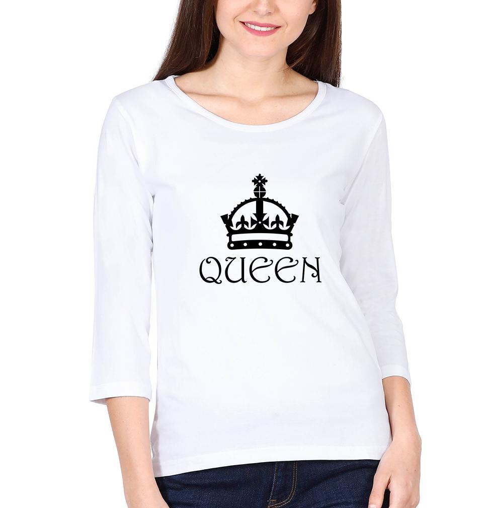 King Queen Couple Full Sleeves T-Shirts -FunkyTees