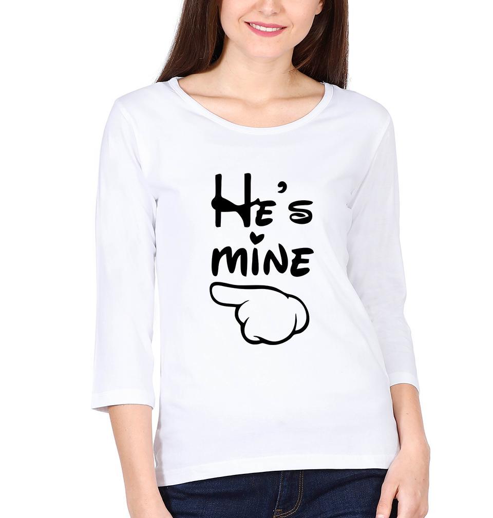 He is Mine She is Mine Couple Full Sleeves T-Shirts -FunkyTees