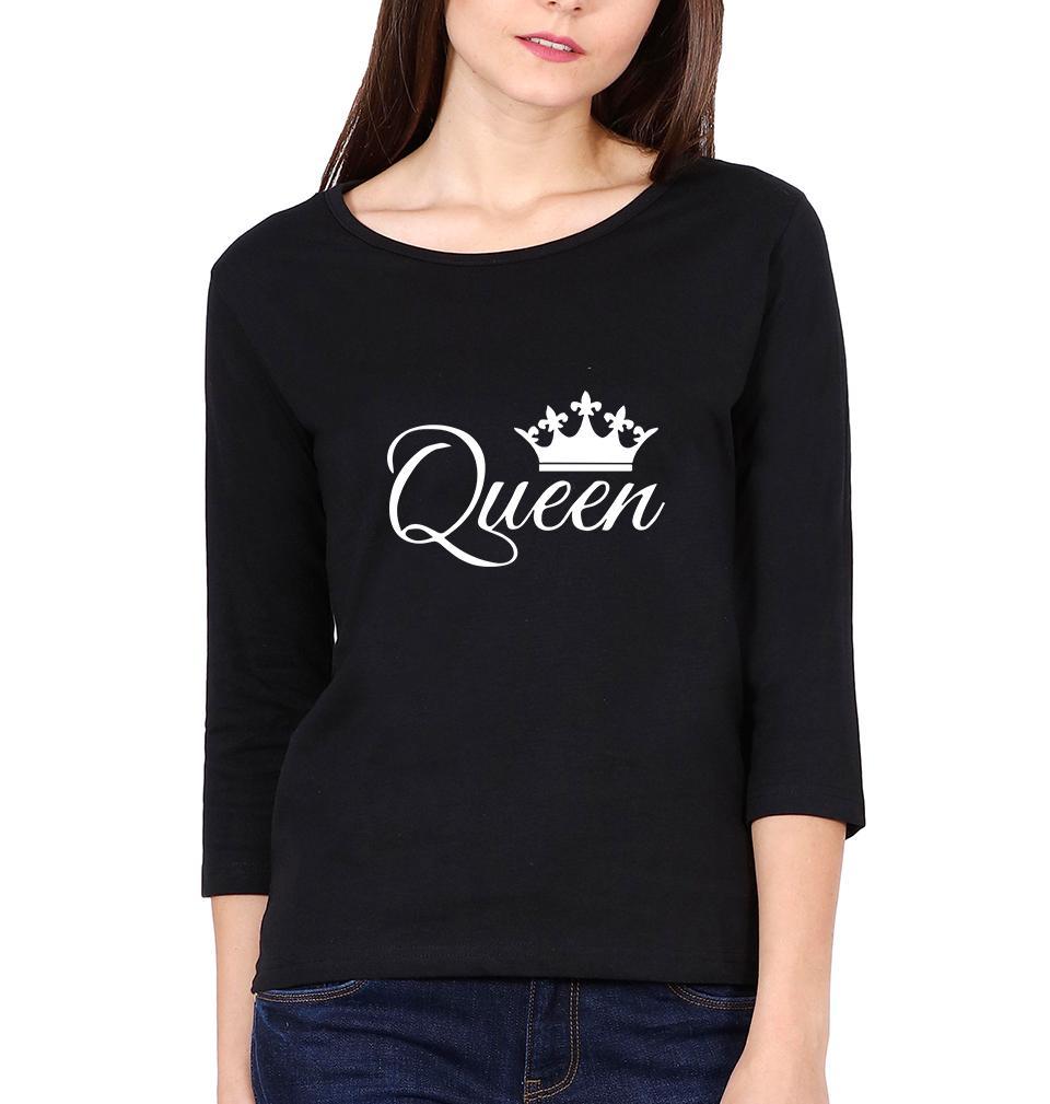 King Queen Couple Full Sleeves T-Shirts -FunkyTees
