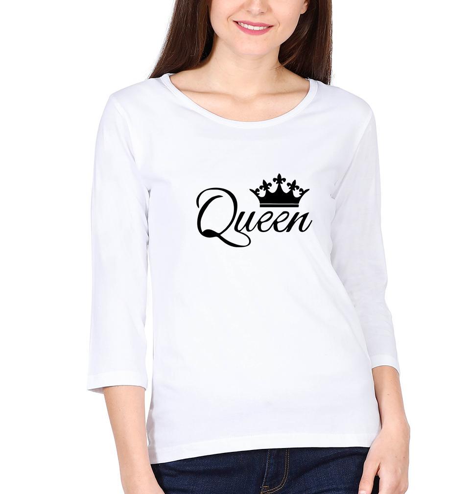 King Queen Couple Full Sleeves T-Shirts -FunkyTees
