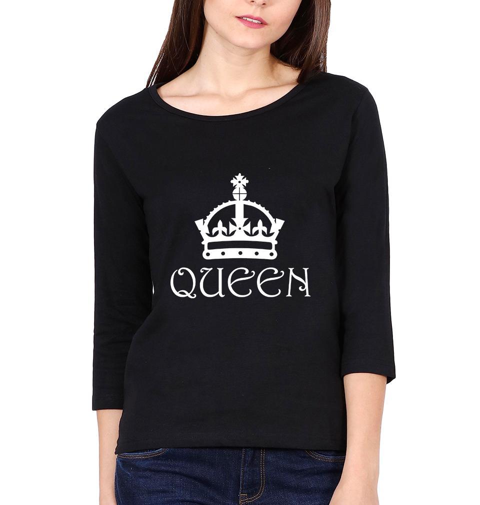 King Queen Couple Full Sleeves T-Shirts -FunkyTees