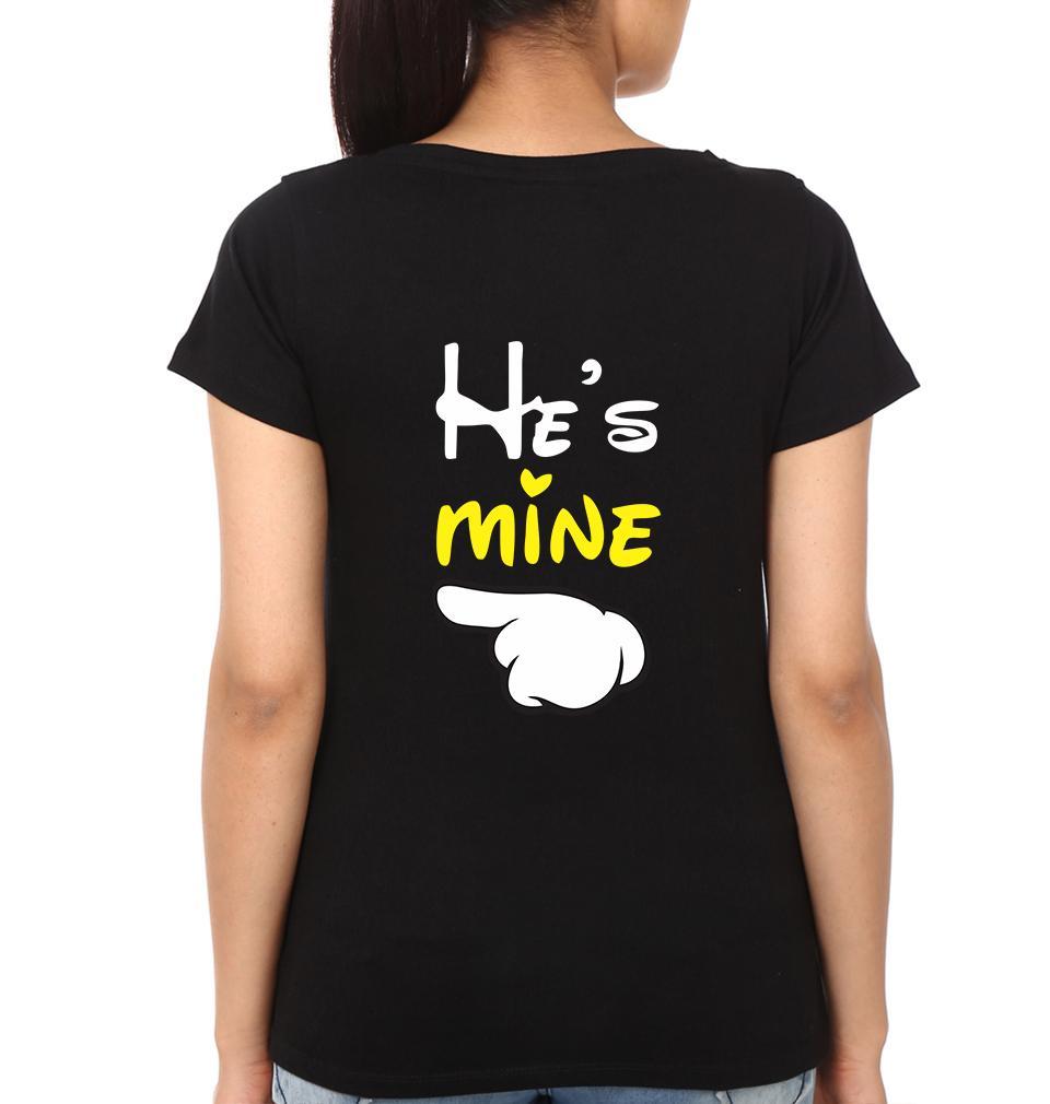 He is Mine and She is Mine Couple Half Sleeves T-Shirts -FunkyTees