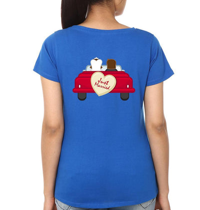Just Married Couple Half Sleeves T-Shirts -FunkyTees
