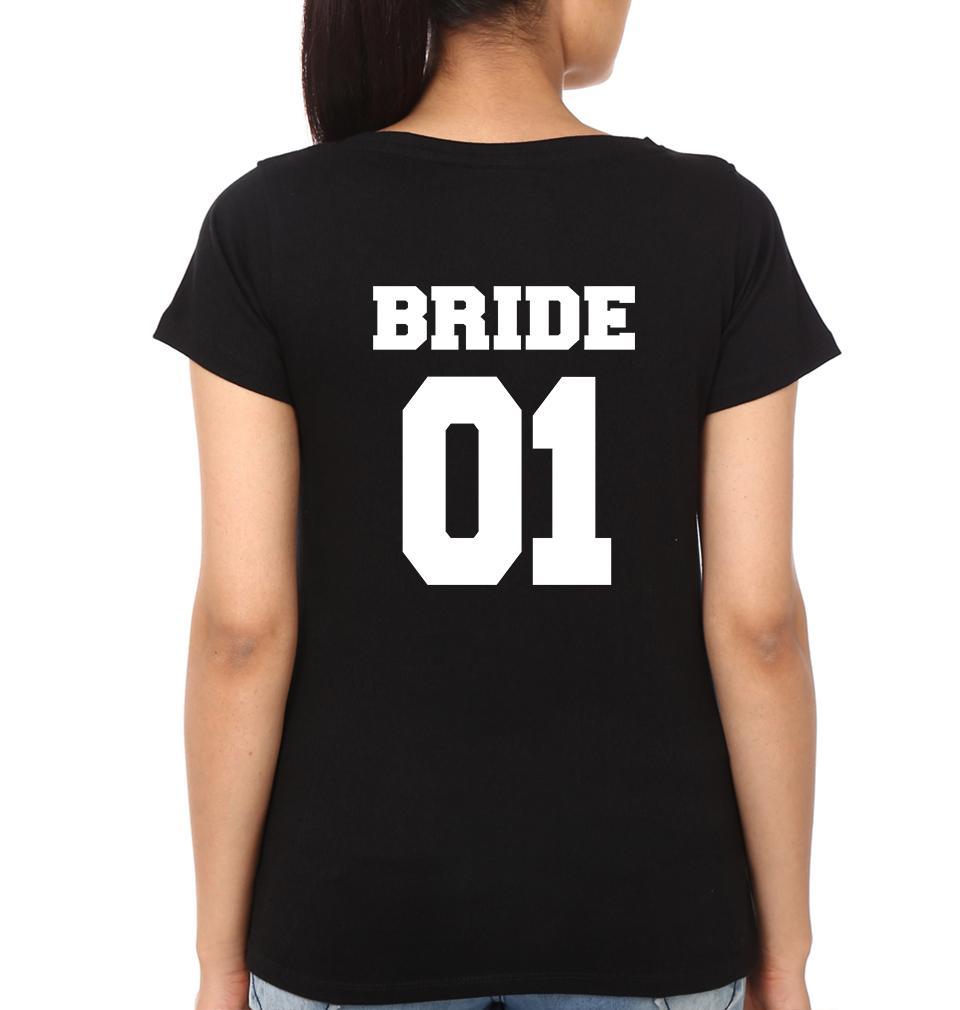 Groom Bride Couple Half Sleeves T-Shirts -FunkyTees