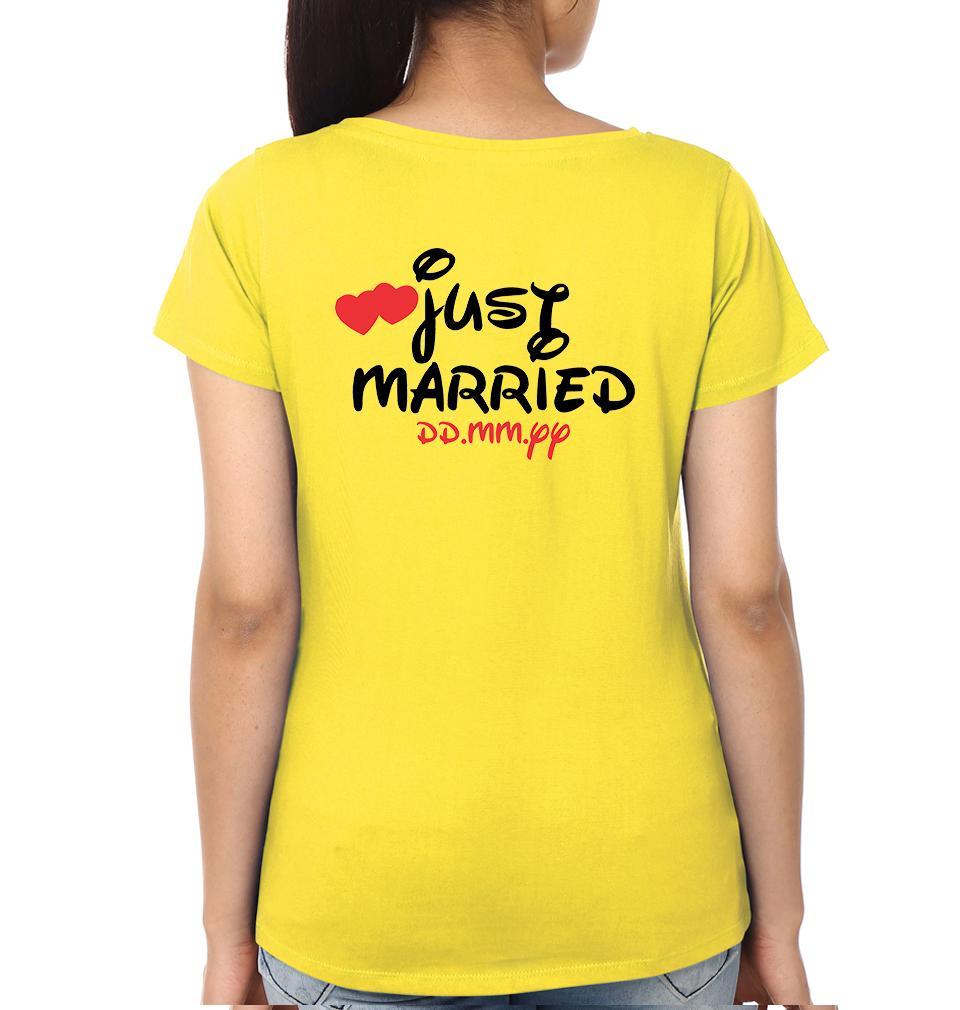 Just Married Couple Half Sleeves T-Shirts -FunkyTees