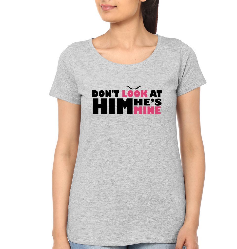 Don't look Couple Half Sleeves T-Shirts -FunkyTees