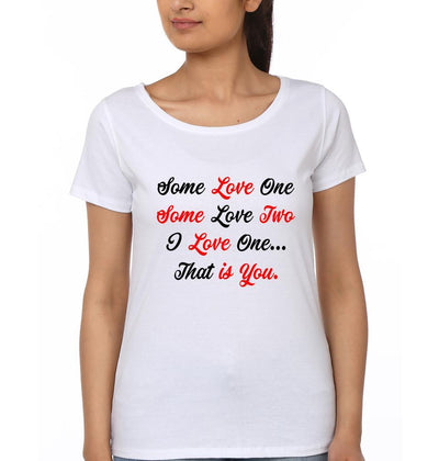 Love One Couple Half Sleeves T-Shirts -FunkyTees