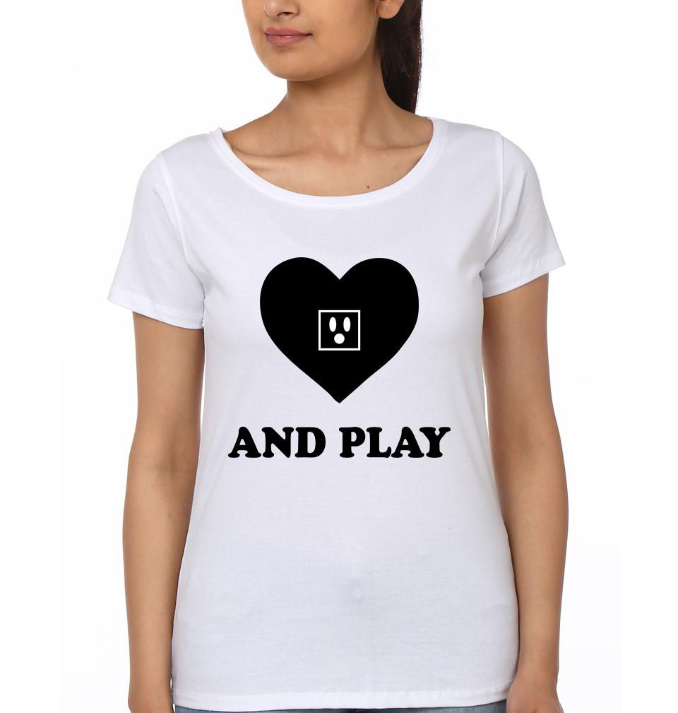 Plug And Play Couple Half Sleeves T-Shirts -FunkyTees