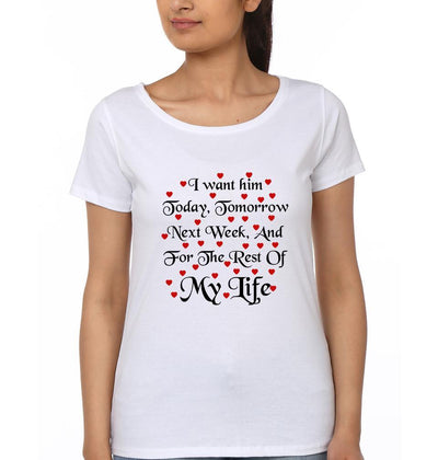 I Want Her, I Want Him Couple Half Sleeves T-Shirts -FunkyTees