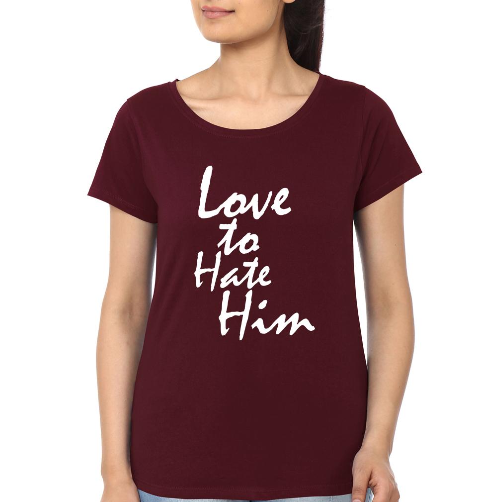 Love To Hate Him Brother-Sister Half Sleeves T-Shirts -FunkyTees