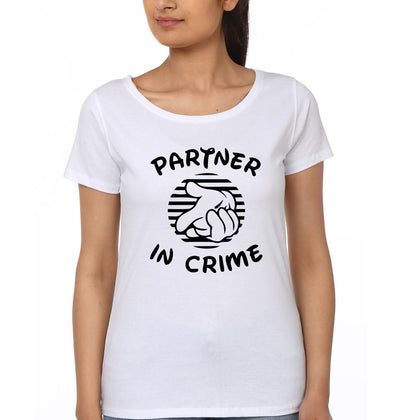 Partners in Crime Couple Half Sleeves T-Shirts -FunkyTees