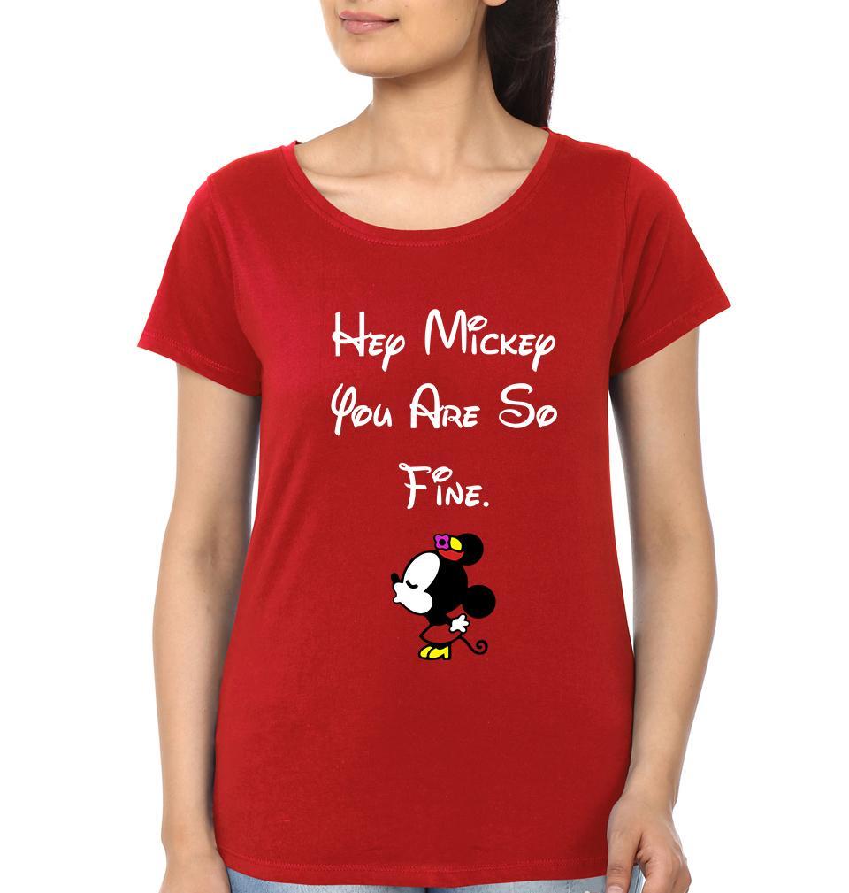 Mickey Minnie Couple Half Sleeves T-Shirts -FunkyTees