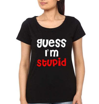 I'm With Stupid Couple Half Sleeves T-Shirts -FunkyTees