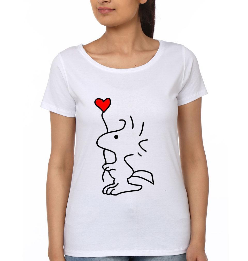 Snoopy Couple Half Sleeves T-Shirts -FunkyTees