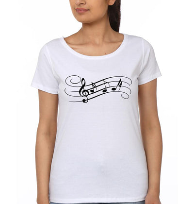 Misic Is My Heart Couple Half Sleeves T-Shirts -FunkyTees