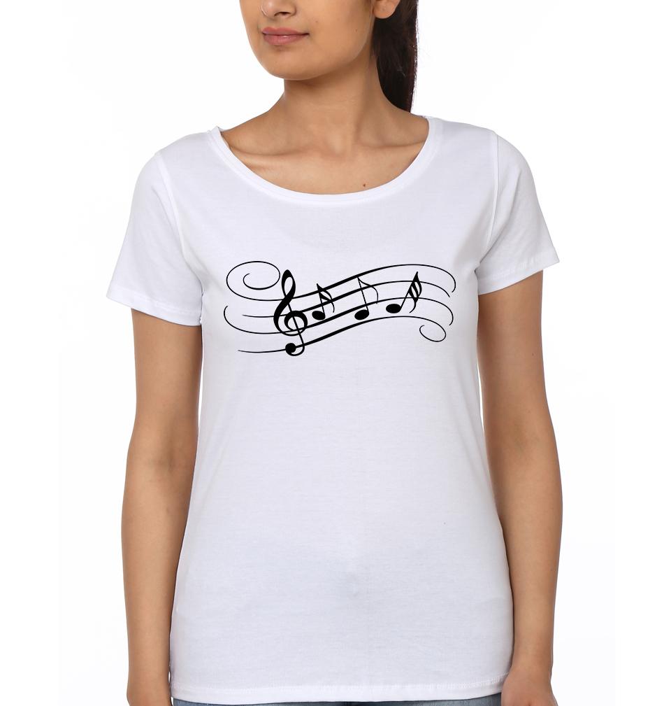 Misic Is My Heart Couple Half Sleeves T-Shirts -FunkyTees