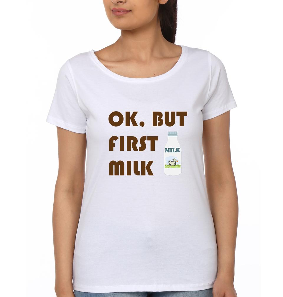Ok But First Coffee Ok But First Milk Father and Daughter Matching T-Shirt- FunkyTeesClub