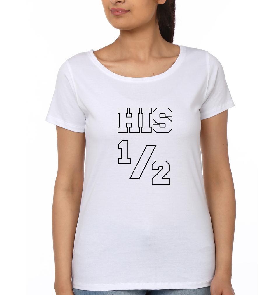 His Her Couple Half Sleeves T-Shirts -FunkyTees