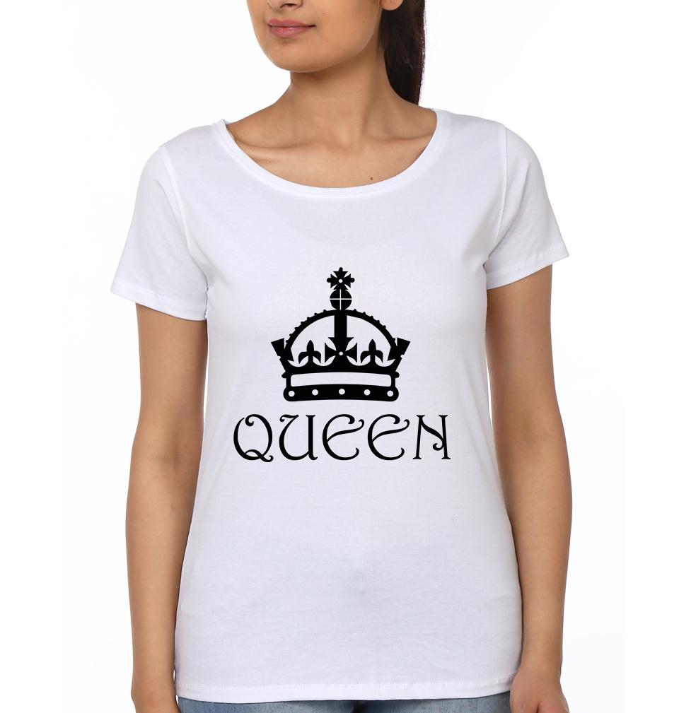 King Queen Couple Half Sleeves T-Shirts -FunkyTees