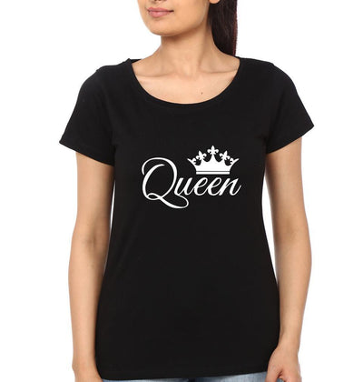 King Queen Couple Half Sleeves T-Shirts -FunkyTees