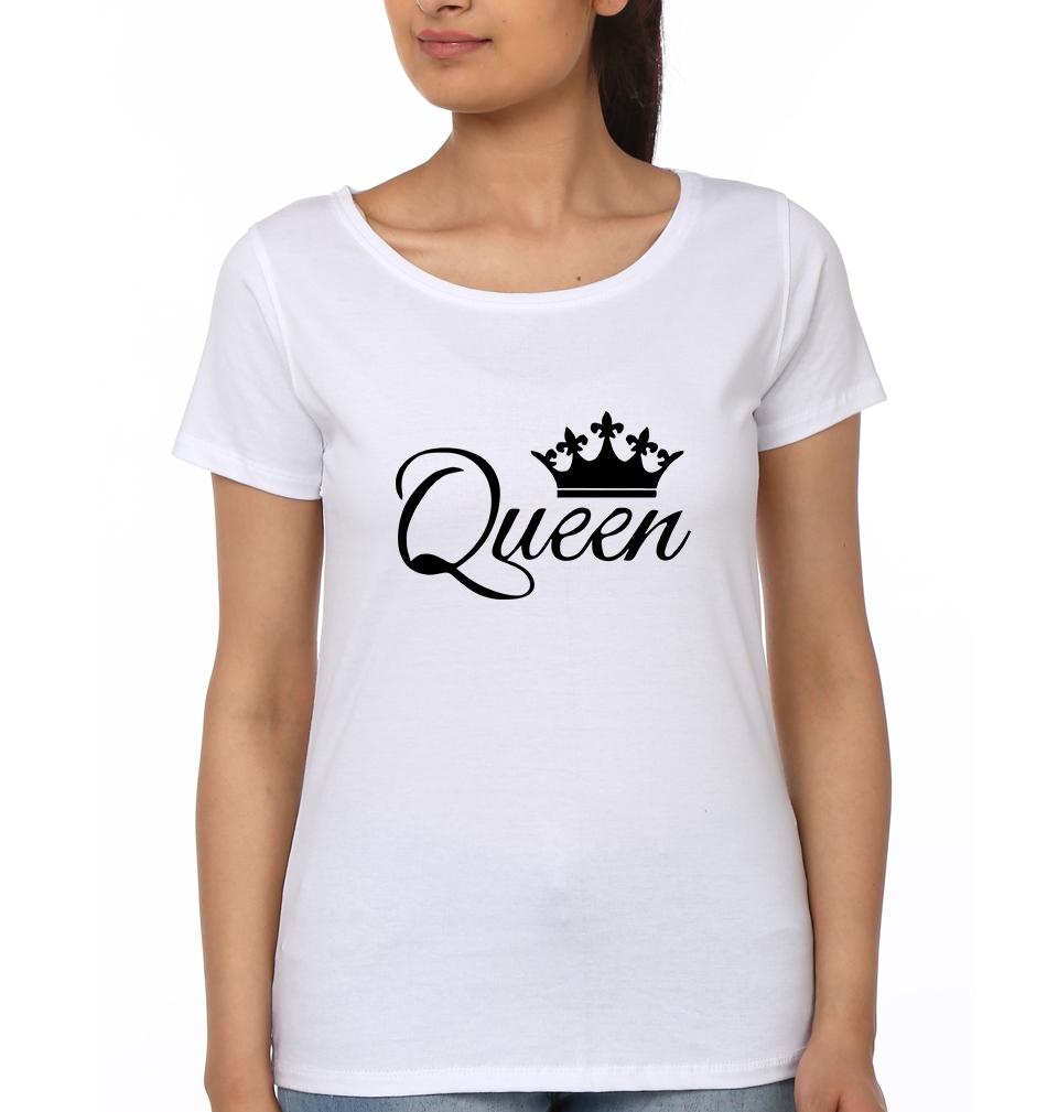 King Queen Couple Half Sleeves T-Shirts -FunkyTees