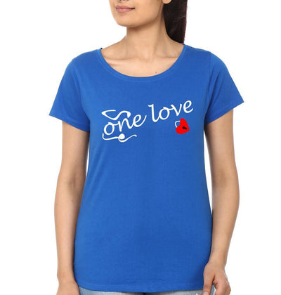 One Love Couple Half Sleeves T-Shirts -FunkyTees