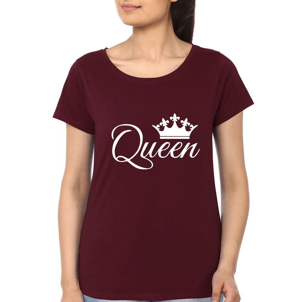 King n Queen Couple Half Sleeves T-Shirts -FunkyTees