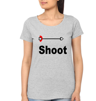 Shoot My Heart Couple Half Sleeves T-Shirts -FunkyTees