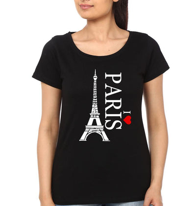 I Love Paris Couple Half Sleeves T-Shirts -FunkyTees