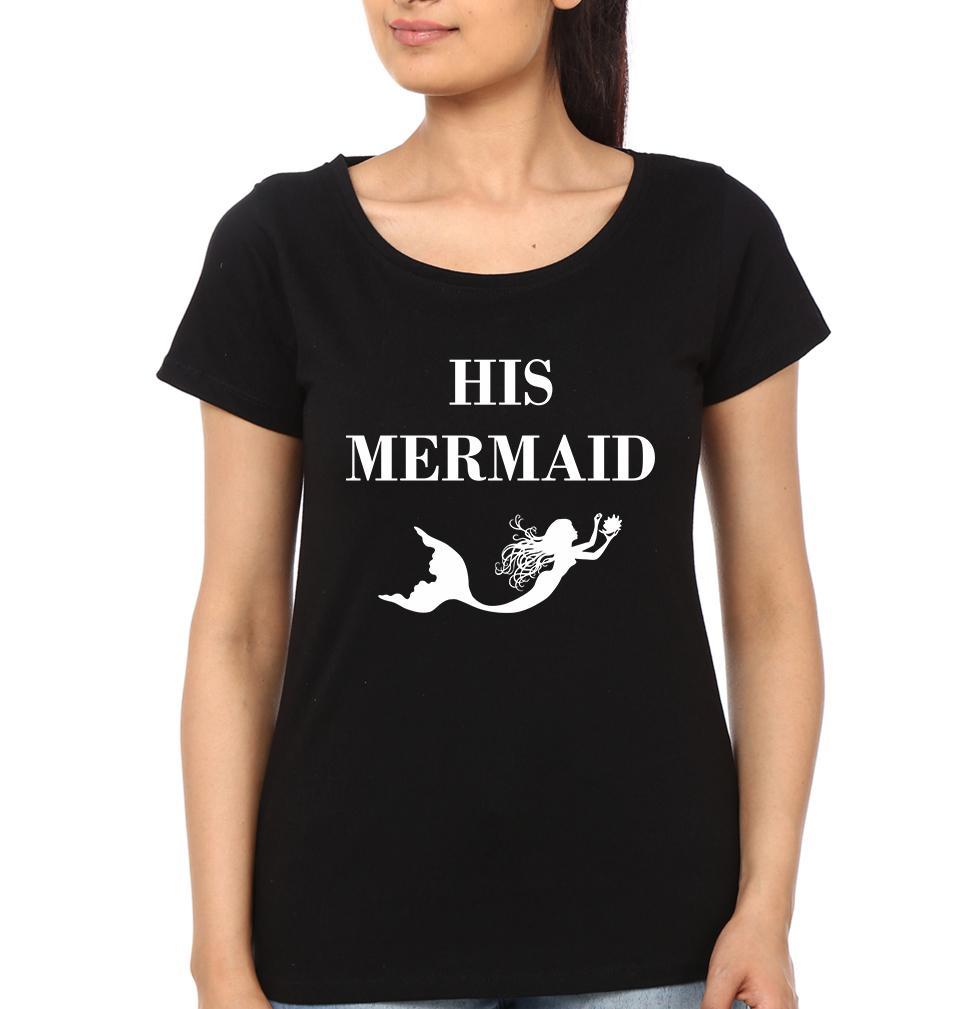 Her Captain His Mermaid Couple Half Sleeves T-Shirts -FunkyTees