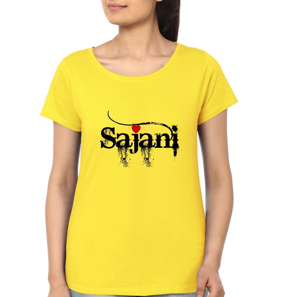 Sajan Aur Sajni Couple Half Sleeves T-Shirts -FunkyTees