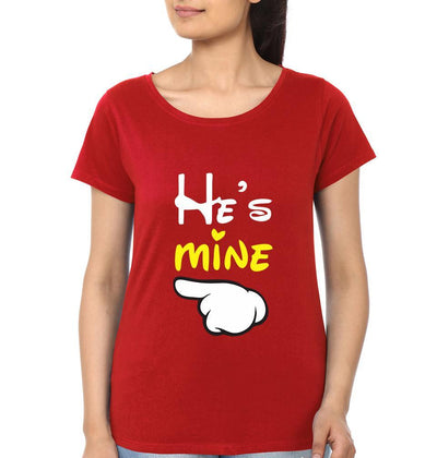 He is Mine She is Mine Couple Half Sleeves T-Shirts -FunkyTees