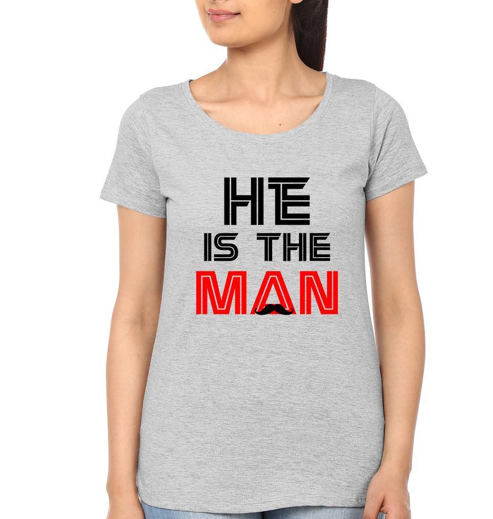 He Is The Man But She Is The Boss Couple Half Sleeves T-Shirts -FunkyTees